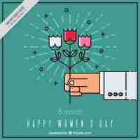 Gratis vector women's day achtergrond met de hand houden van bloemen