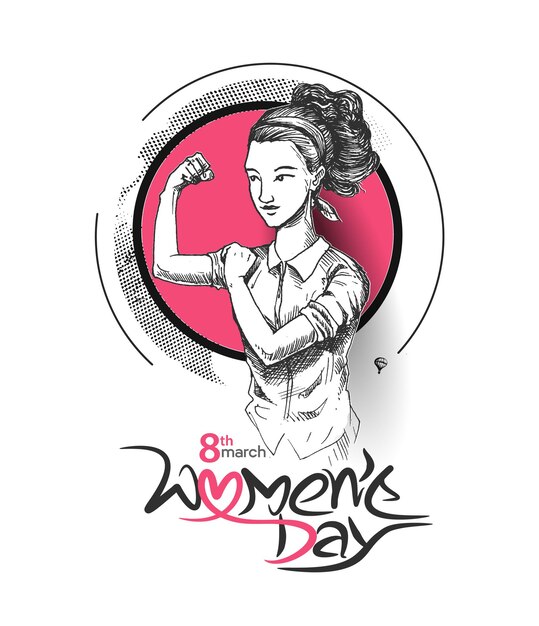 Womens Day Fitness Vrouwen tonen haar krachtontwerp.