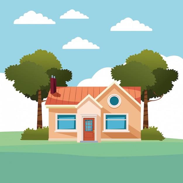 Gratis vector woningbouw pictogram cartoon geïsoleerd