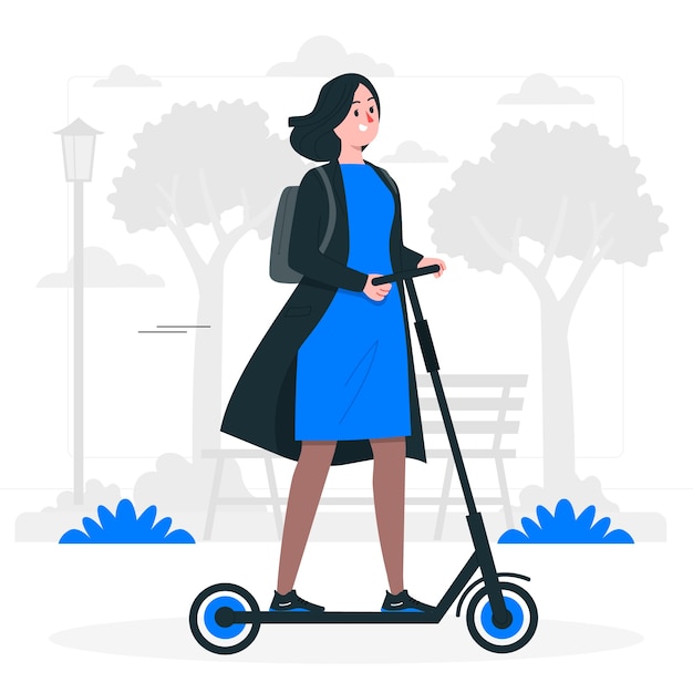 Gratis vector woon-werkverkeer per scooter concept illustratie