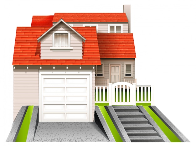 Gratis vector woonhuis in 3d-stijl