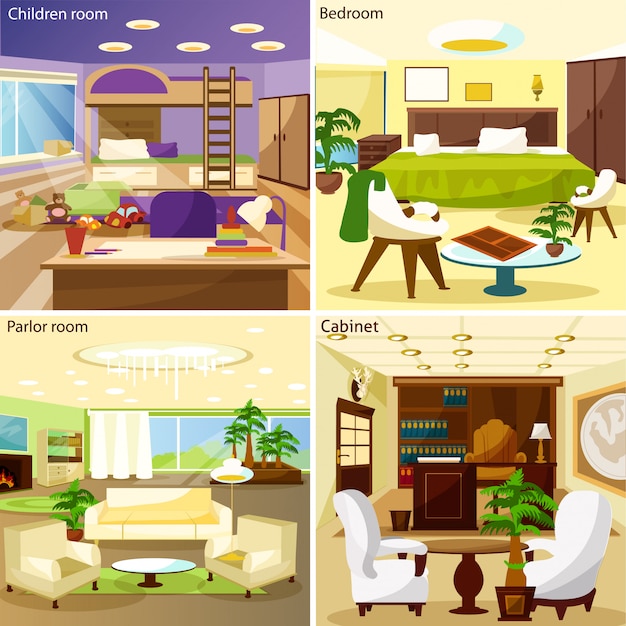 Gratis vector woonkamer interieurs ontwerp concept achtergrond