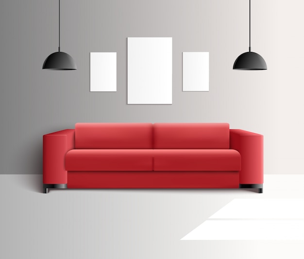 Gratis vector woonkamer realistisch interieur