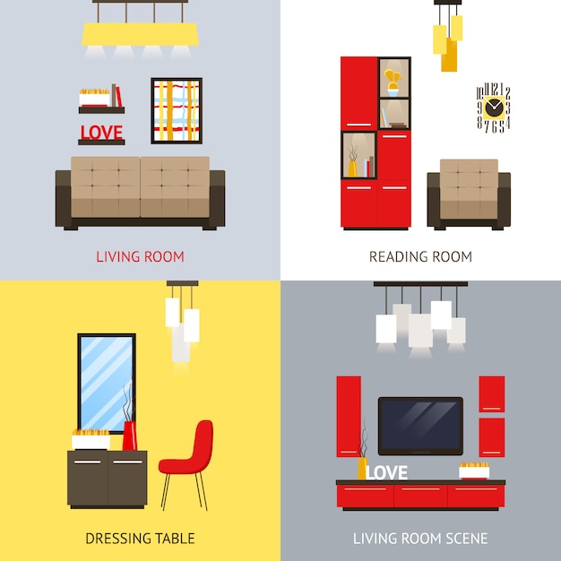 Gratis vector woonkamer set