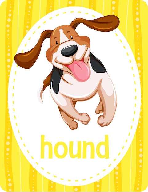 Woordenschat flashcard met woord Hound