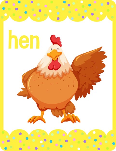 Woordenschatkaart met woord Hen