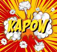 Gratis vector word kapow op komische wolk