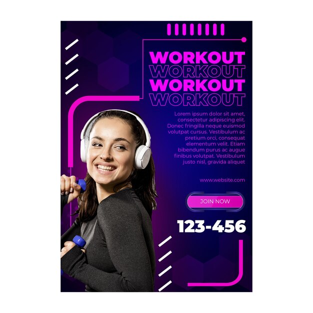 Workout poster sjabloon met foto