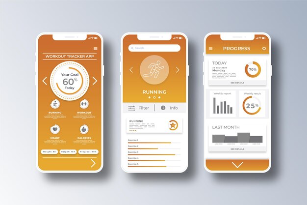 Workout tracker smartphone app sjabloon