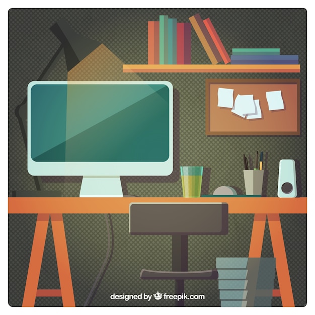 Gratis vector workplace illustratie