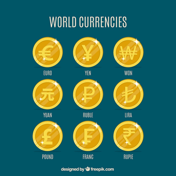 Gratis Vector world coins set