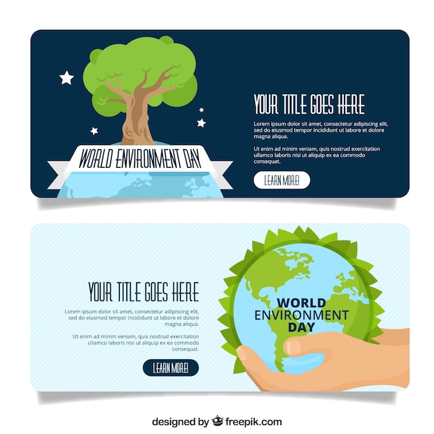 Gratis vector world environment day banner met tree