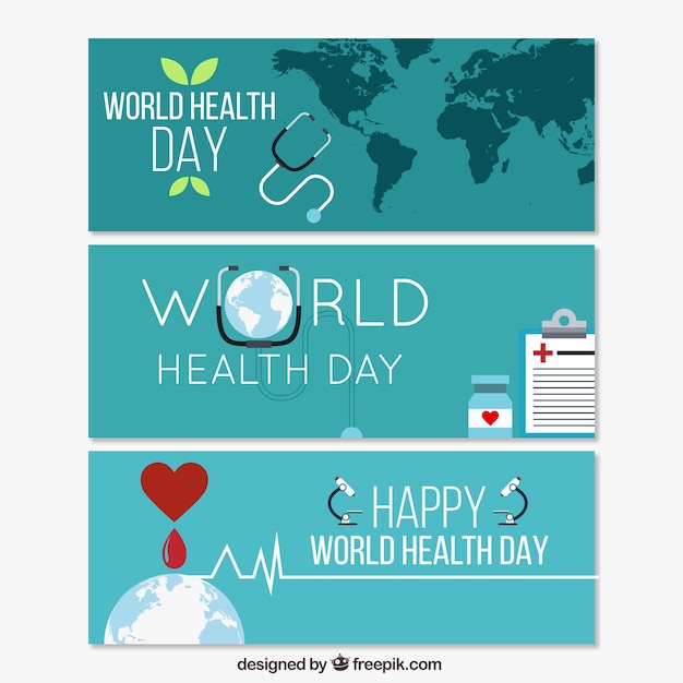 Gratis vector world health day blauwe banners