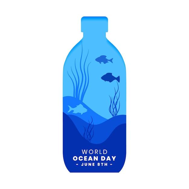 World ocean day-gebeurtenisachtergrond met bericht voor veilig en schoon water