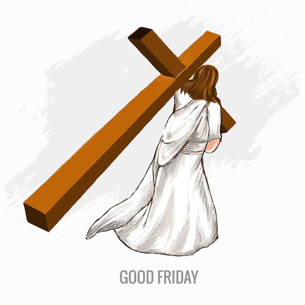 Gratis vector x9good friday-achtergrondconcept met jesus cross-kaartachtergrond