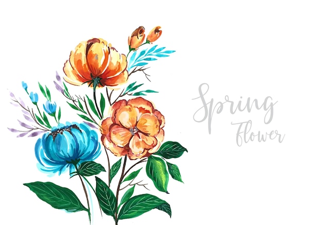X9Hand tekenen decoratief kleurrijk lentebloemen bos aquarel ontwerp