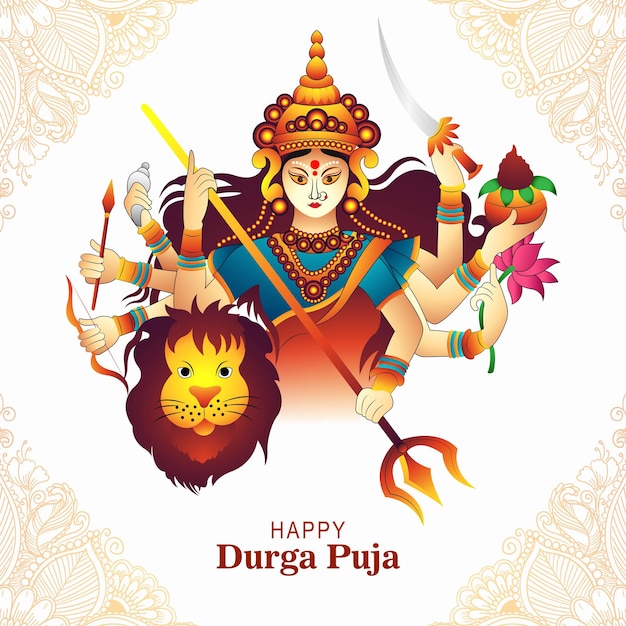 X9indian god durga in happy durga puja subh navratri background