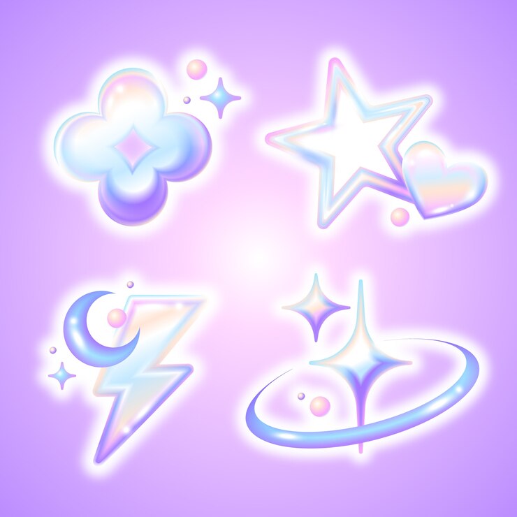 Gratis Vector y2k 3d-elementenverzameling