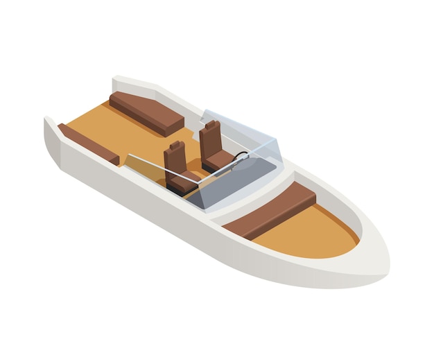 Yachting isometrische samenstelling met geïsoleerd beeld van snijdersboot op lege vectorillustratie als achtergrond