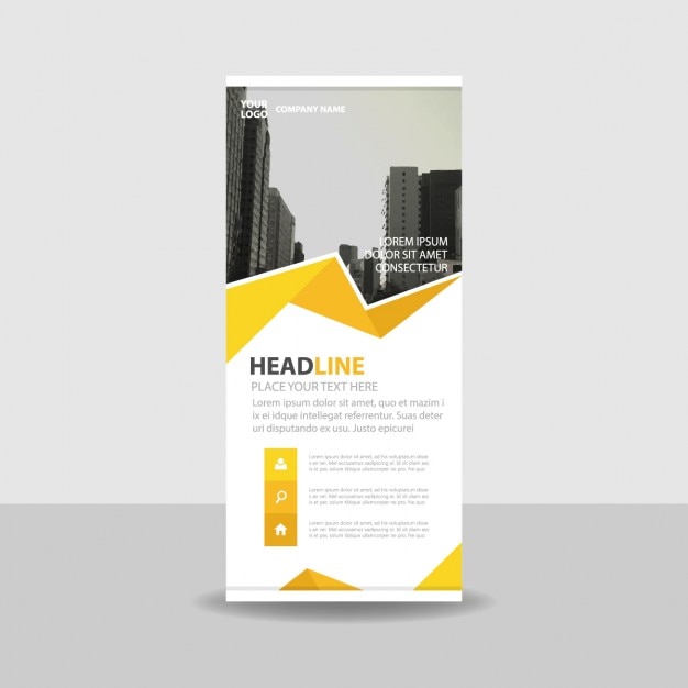 Gratis vector yellow creatieve roll up banner template