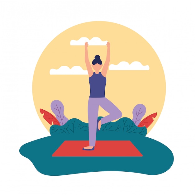 Gratis vector yoga buiten in vlakke stijl