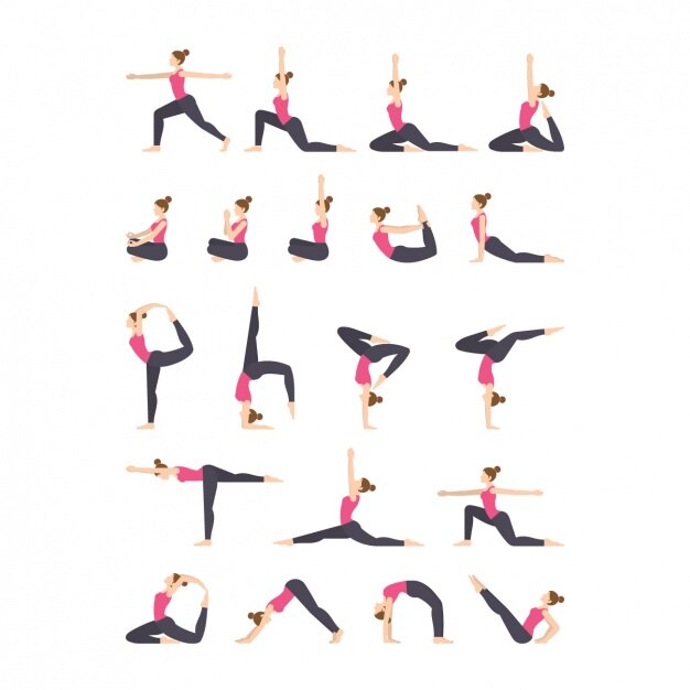 Yoga oefeningen iconen collectie
