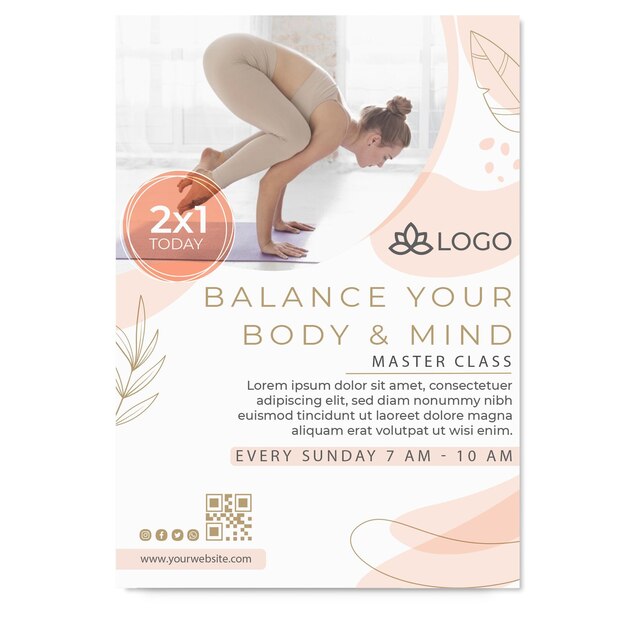 Yoga poster sjabloon met foto