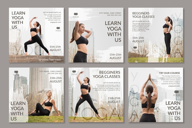 Gratis vector yoga posts op sociale media