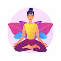 Gratis vector yoga school instructeur. meditatiebeoefening, ontspanningstechnieken, lichaamsrekoefeningen. vrouwelijke yogi in lotus houding. spirituele evenwichtsgoeroe.