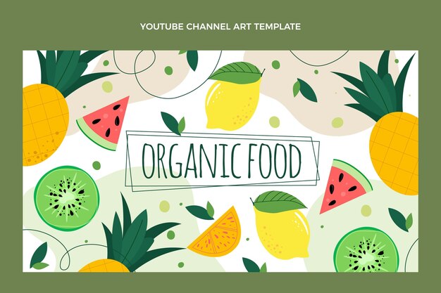 YouTube-kanaal voor biologisch voedsel met plat ontwerp