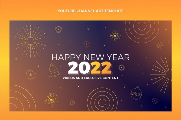 YouTube-kanaalafbeeldingen met gradiënt nieuwjaar