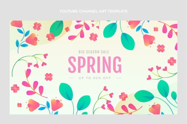 Gratis vector youtube-kanaalafbeeldingen met kleurovergang in de lente