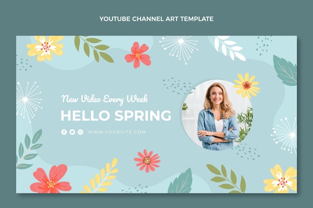 Gratis vector youtube-kanaalafbeeldingen met platte lente