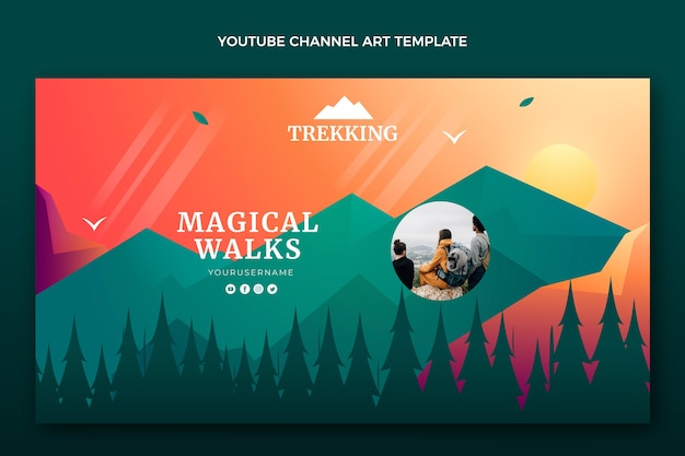 Gratis vector youtube-kanaalafbeeldingen met verlooptrekking