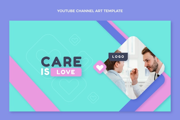 Youtube-kanaalafbeeldingen voor medische zorg met plat ontwerp