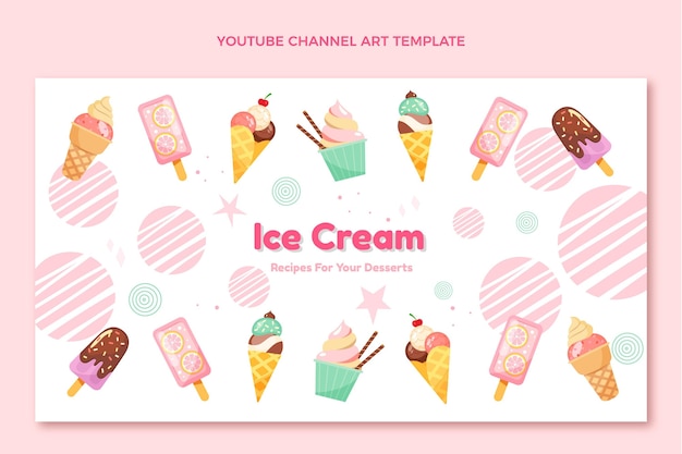 Gratis vector youtube-kanaalafbeeldingen voor plat eten