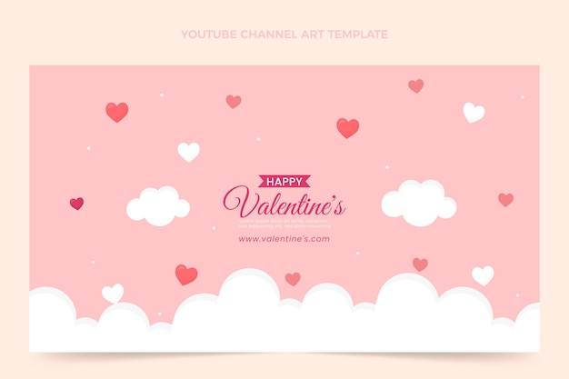 Gratis vector youtube-kanaalafbeeldingen voor platte valentijnsdag