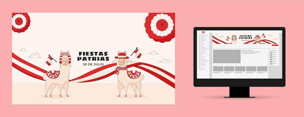 Gratis vector youtube-kanaalkunst voor peruaanse fiestas patrias-vieringen