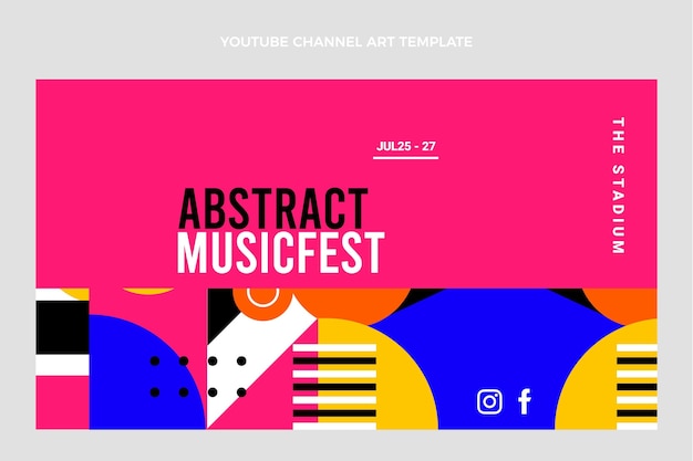 Gratis vector youtube-kanaalkunst voor plat muziekfestival