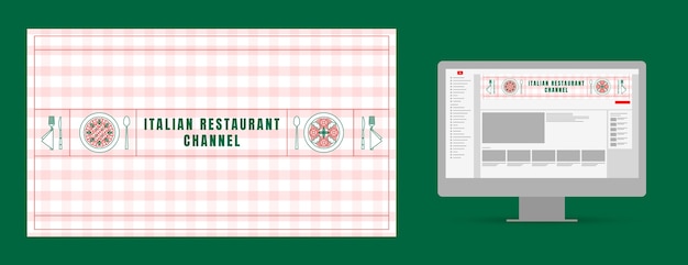 Gratis vector youtube-kanaalkunst voor traditioneel italiaans restaurant