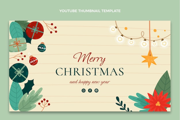 Gratis vector youtube-miniatuur van handgetekende kerst