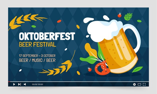 Gratis vector youtube-miniatuur van het platte oktoberfest