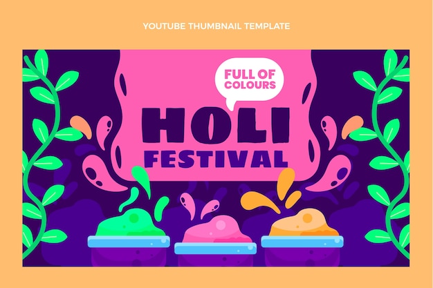 Gratis vector youtube-miniatuur van platte holi