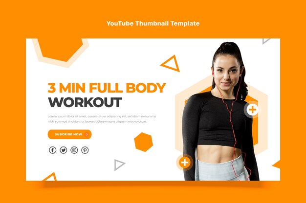 YouTube-miniatuur voor fitness met plat ontwerp