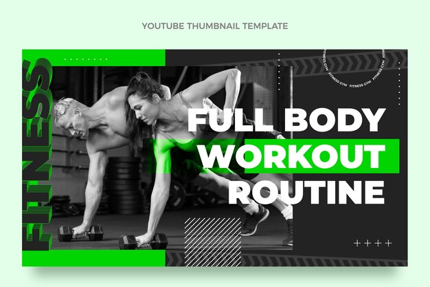 YouTube-miniatuur voor fitness met plat ontwerp