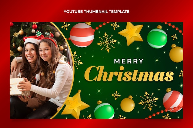 Gratis vector youtube-thumbnail met verloop kerst