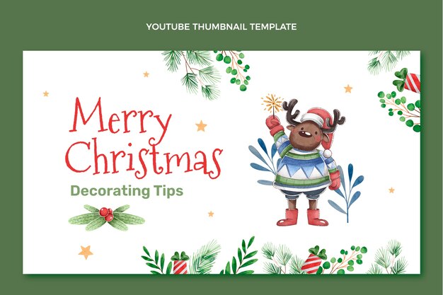 Gratis vector youtube-thumbnail van aquarel kerst
