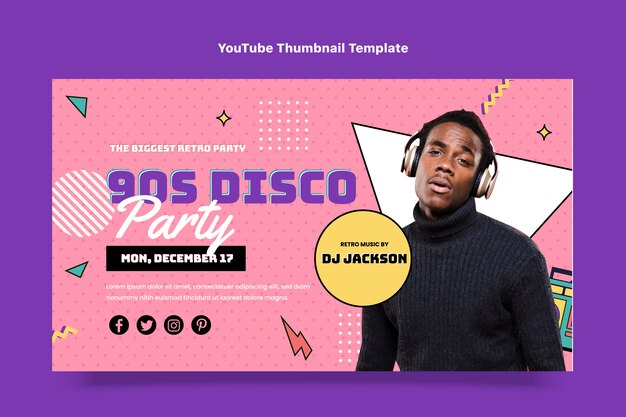 YouTube-thumbnail van een plat retro discofeest