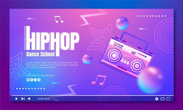 Gratis vector youtube-thumbnail van gradient dansschool