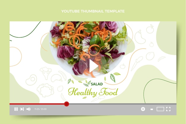 Gratis vector youtube-thumbnail van handgetekend eten